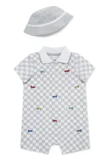 Little Me Racecar Romper & Hat
