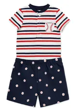 Little Me Baseball Short Set