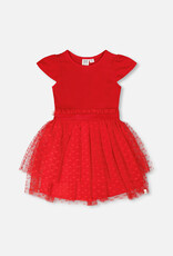Deux Par Deux High Risk Red Bi-Material Dress