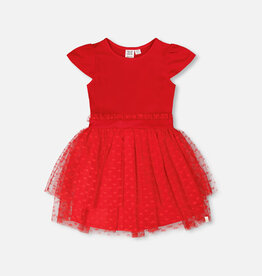 Deux Par Deux High Risk Red Bi-Material Dress