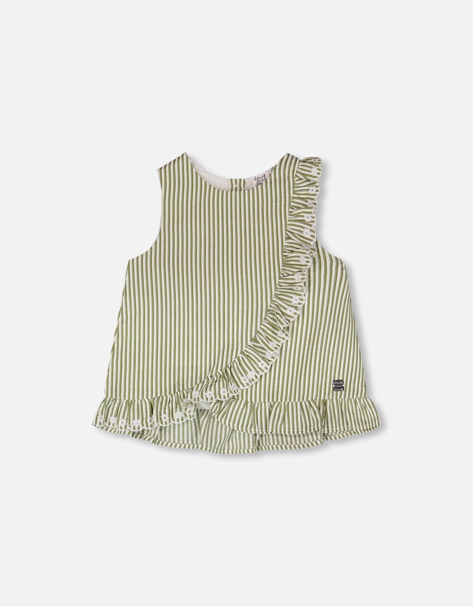 Deux Par Deux Khaki Stripes Camisole with Ruffle