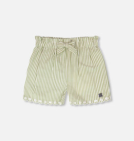 Deux Par Deux Khaki Stripes Shorts and Embroidery