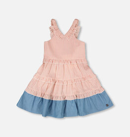 Deux Par Deux Pink Stripes Poplin/Chambray Dress
