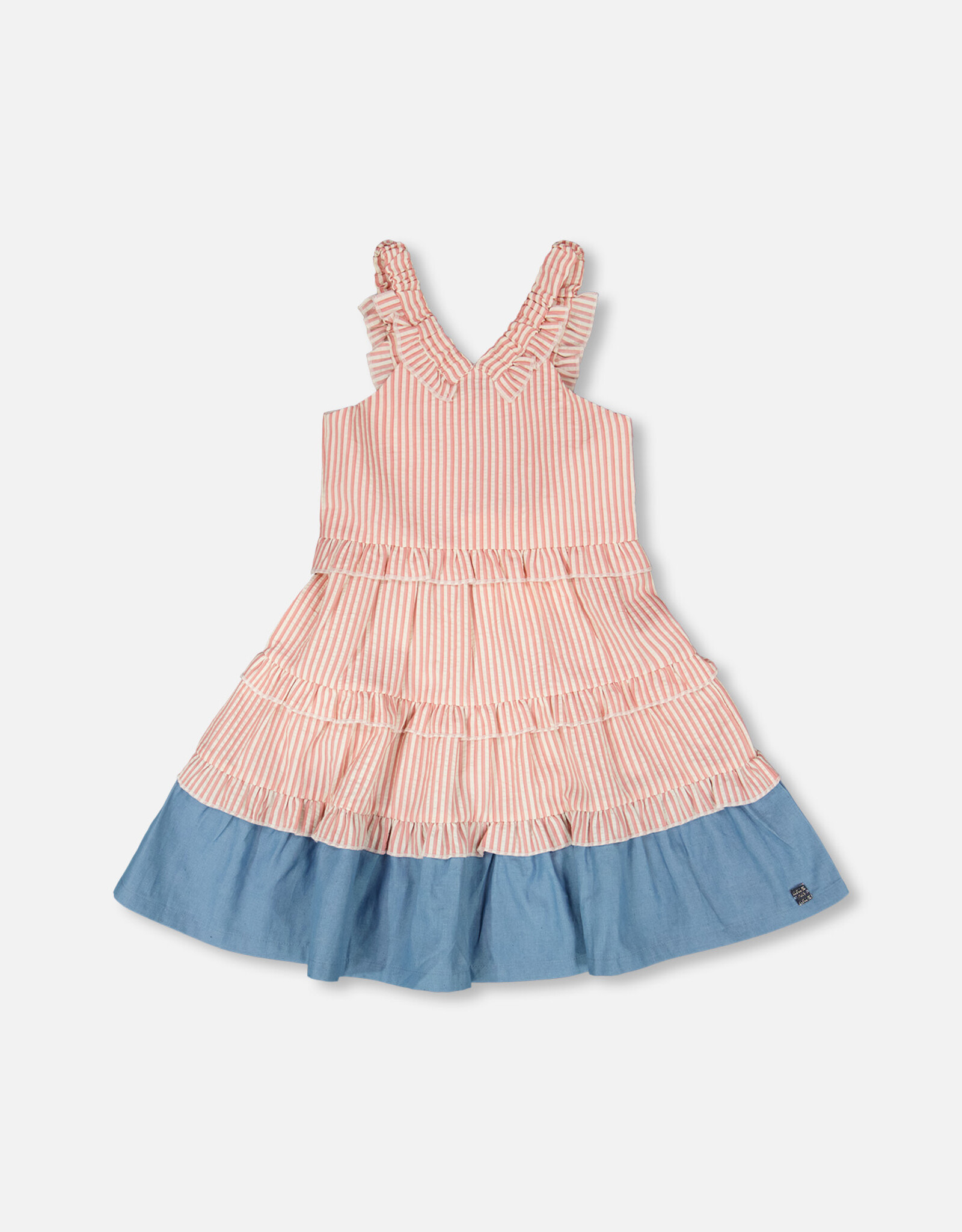 Deux Par Deux Pink Stripes Poplin/Chambray Dress