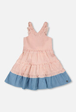 Deux Par Deux Pink Stripes Poplin/Chambray Dress