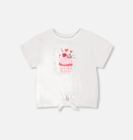 Deux Par Deux White Cupcake T-Shirt with tie waist