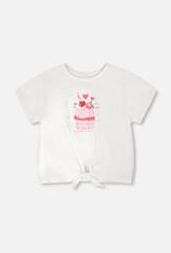 Deux Par Deux White Cupcake T-Shirt with tie waist
