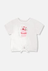 Deux Par Deux White Cupcake T-Shirt with tie waist