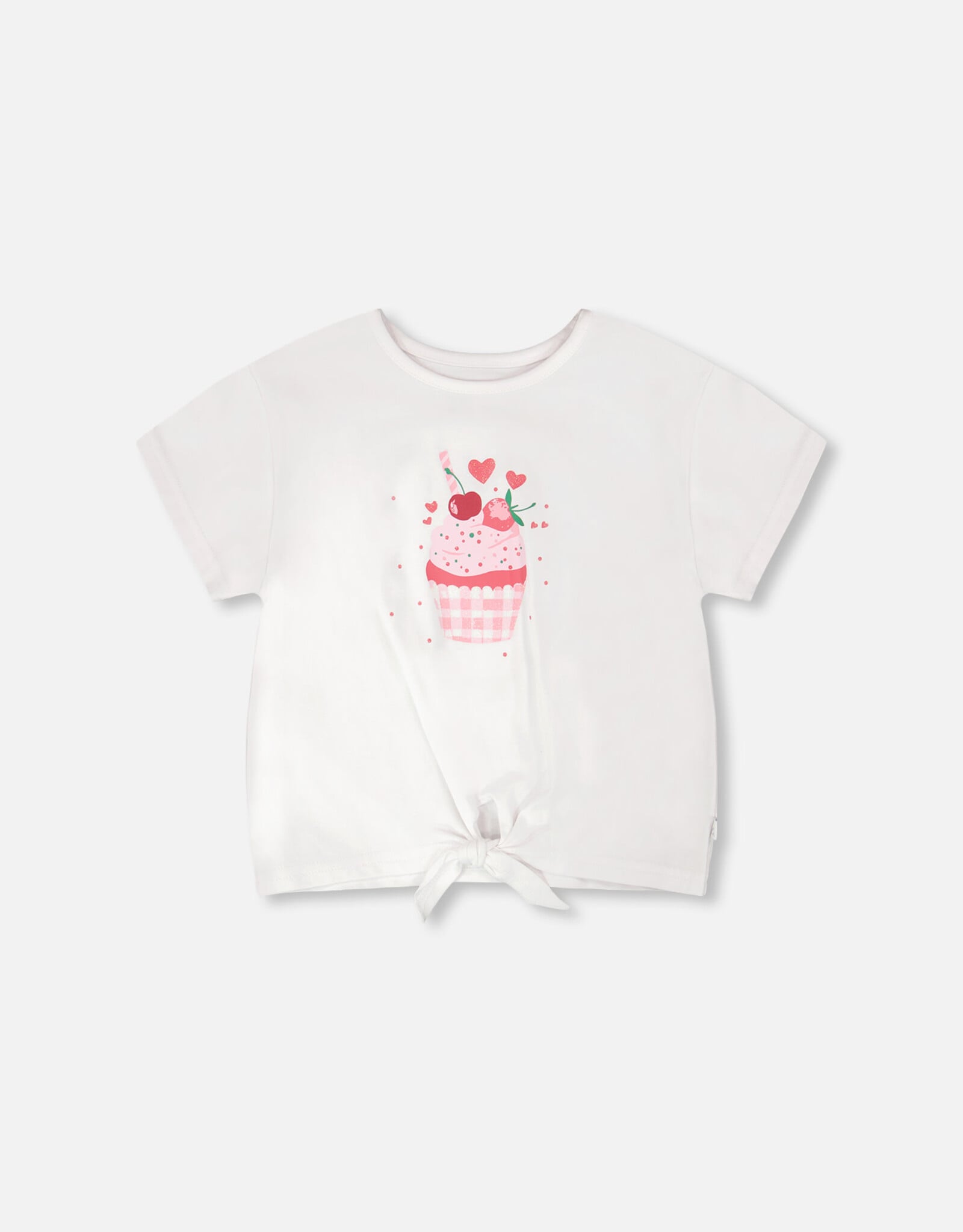 Deux Par Deux White Cupcake T-Shirt with tie waist