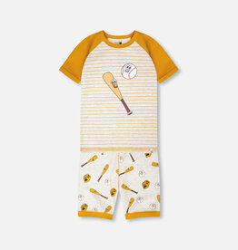 Deux Par Deux Baseballs and Bats 2 Pc Pajama Set