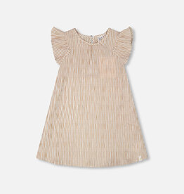 Deux Par Deux Seersucker Sand Striped Dress
