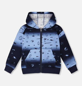 Deux Par Deux Blue Surf Hooded Cardigan