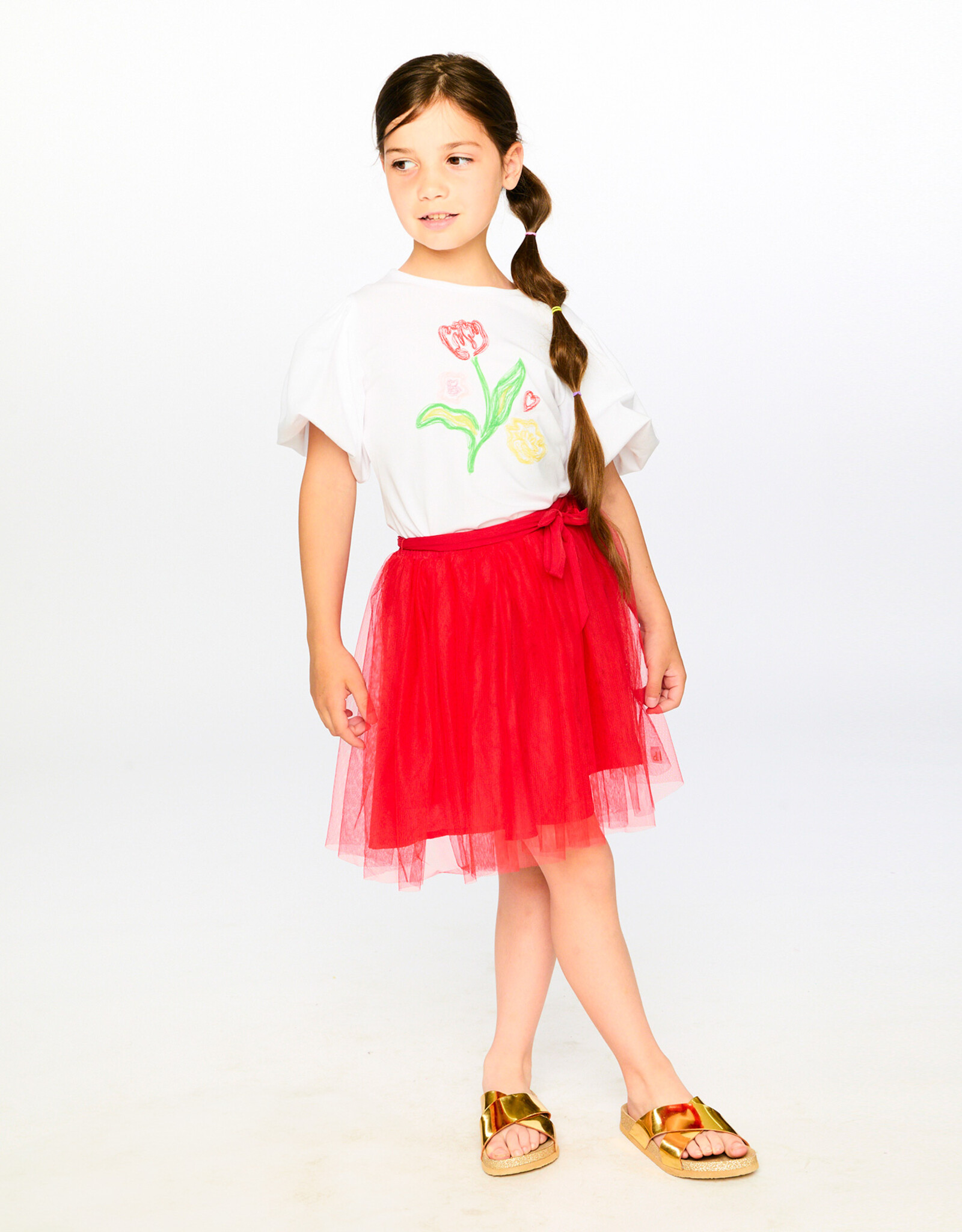 Deux Par Deux High Risk Red Mesh/Eyelet Skirt