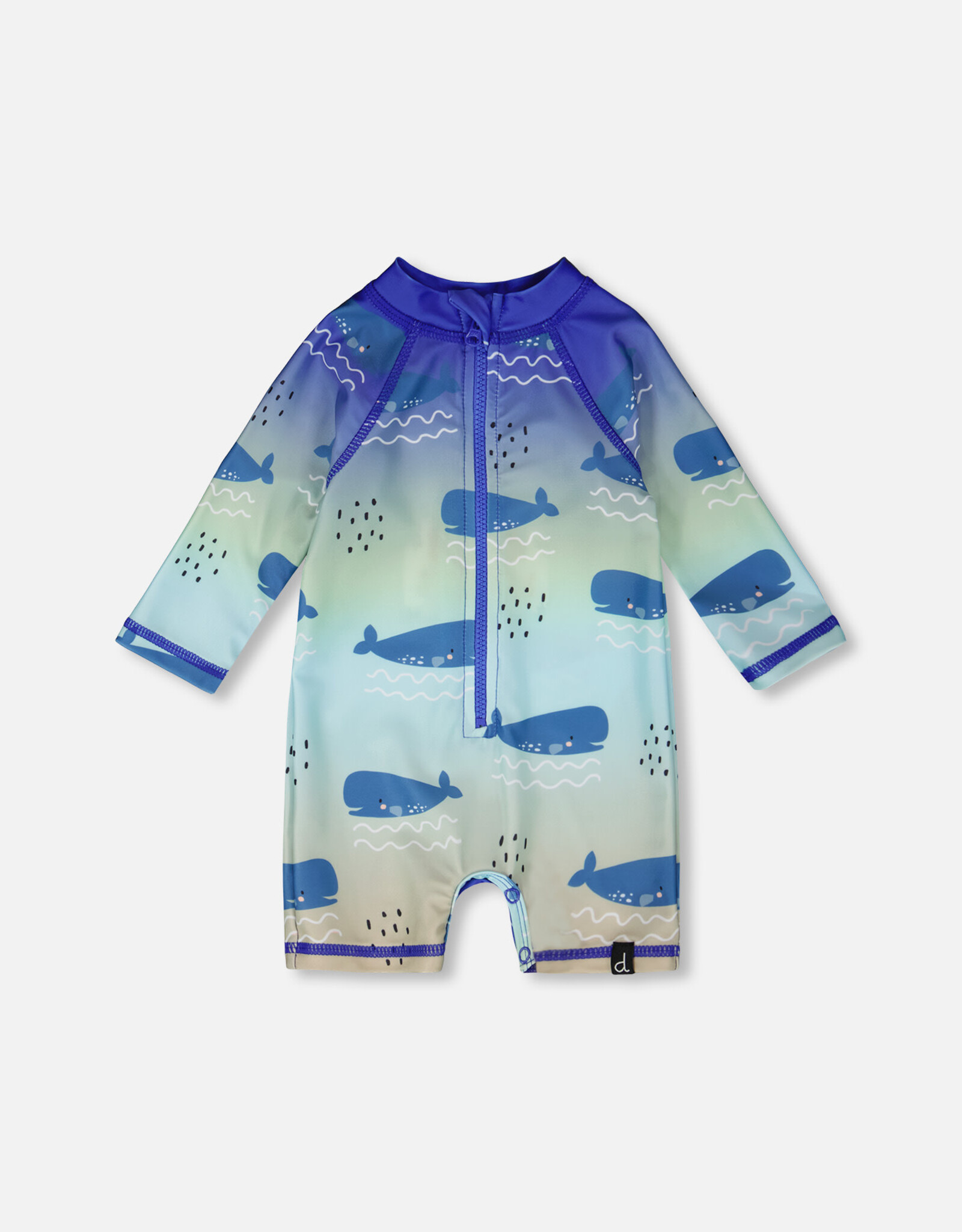 Deux Par Deux Gradient Whales Baby/Toddler One Pc Swim with Rashguard