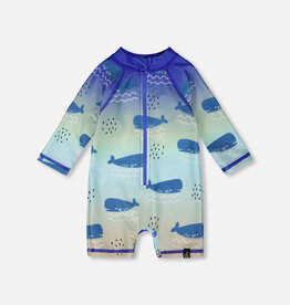 Deux Par Deux Gradient Whales Baby/Toddler One Pc Swim with Rashguard