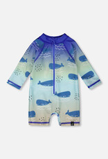 Deux Par Deux Gradient Whales Baby/Toddler One Pc Swim with Rashguard