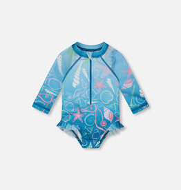 Deux Par Deux Gradient Seashells Baby/Toddler One Pc Swimsuit with Rashguard