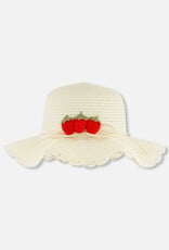 Deux Par Deux Light Staw Hat with Strawberries