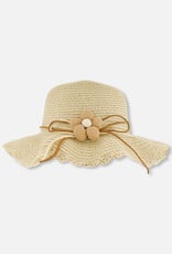 Deux Par Deux Light Straw Hat with Flower