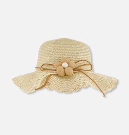 Deux Par Deux Light Straw Hat with Flower
