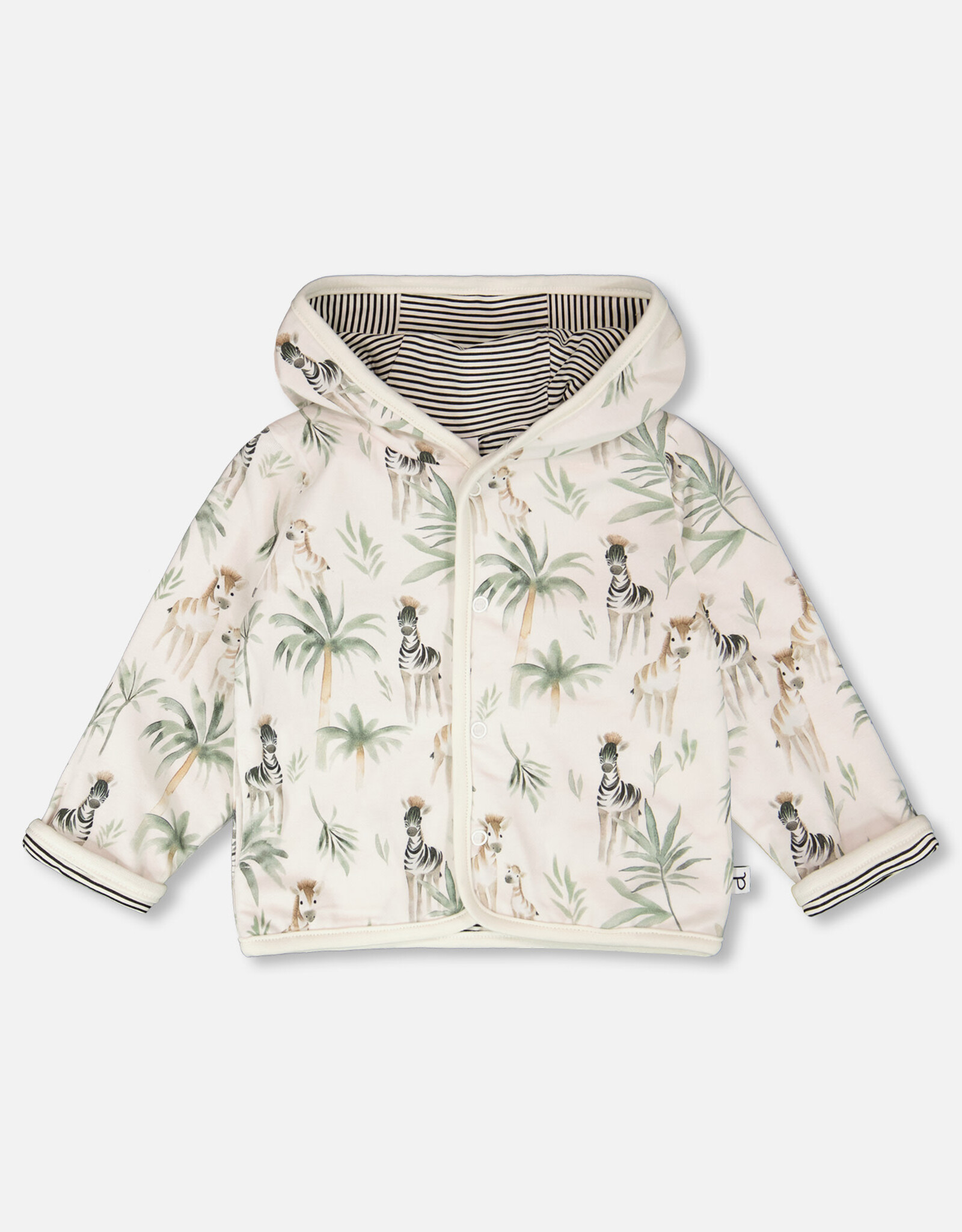 Deux Par Deux Zebra Jungle Reversible Hooded Jacket