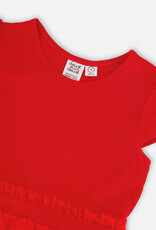 Deux Par Deux High Risk Red Bi-Material Dress