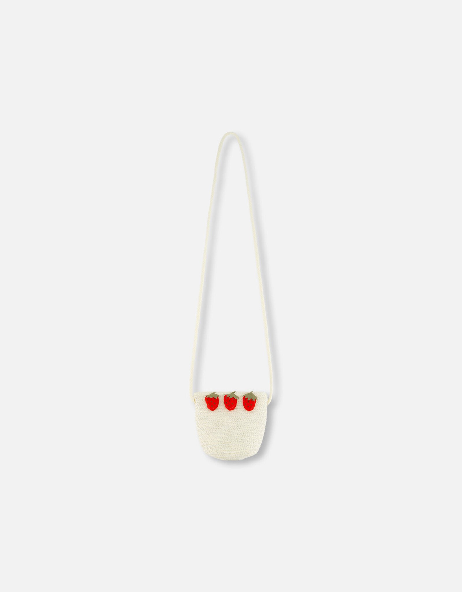Deux Par Deux Light Straw Purse with Strawberries
