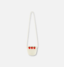 Deux Par Deux Light Straw Purse with Strawberries