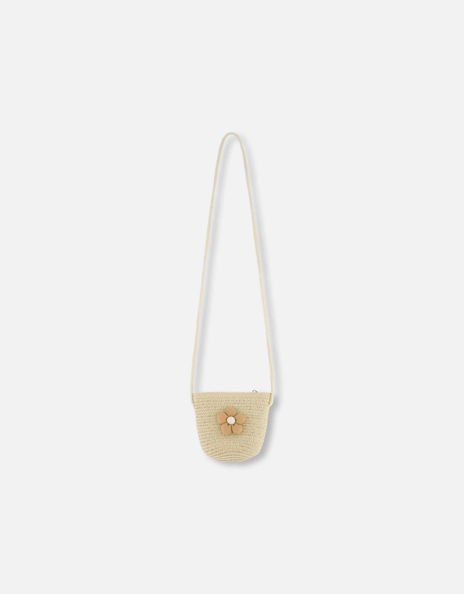 Deux Par Deux light straw purse with Flower