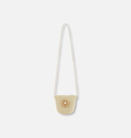 Deux Par Deux light straw purse with Flower
