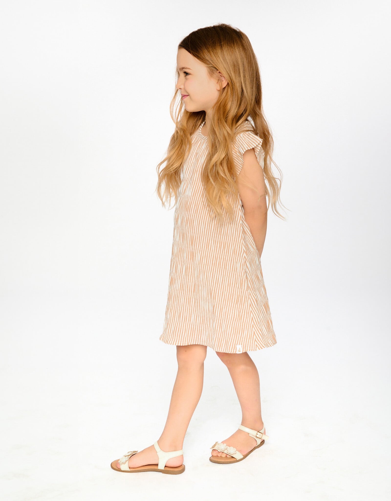 Deux Par Deux Seersucker Sand Striped Dress