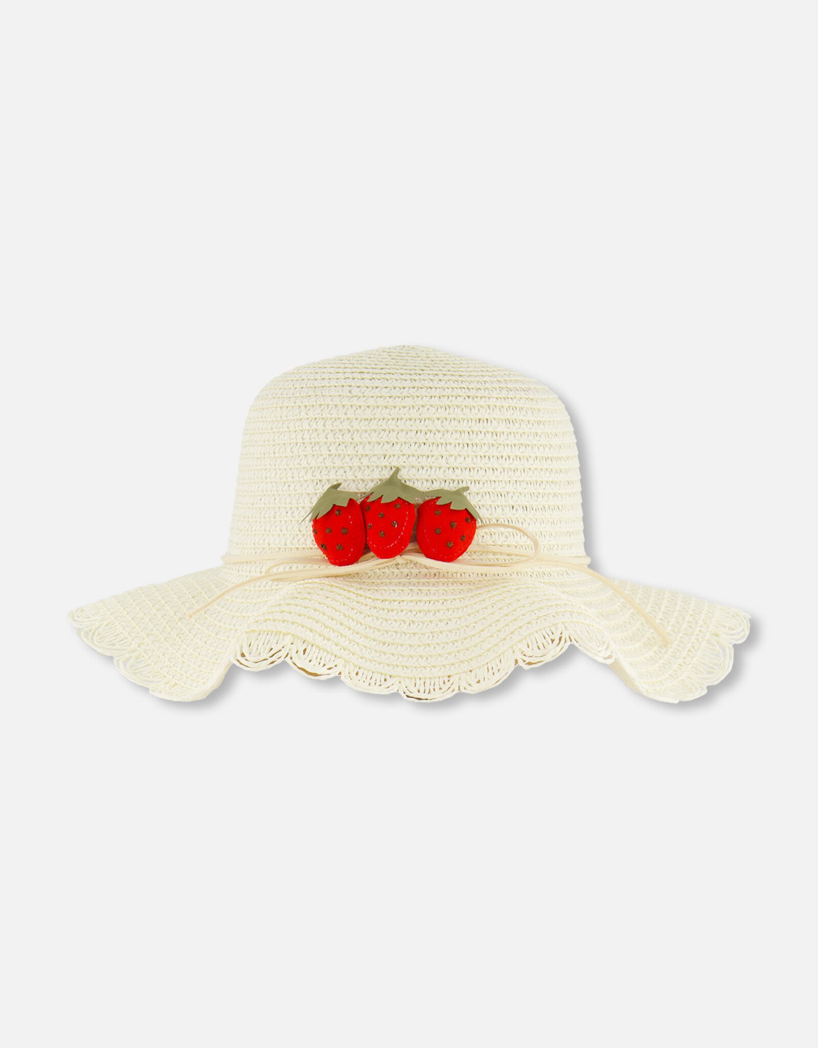 Deux Par Deux Light Staw Hat with Strawberries