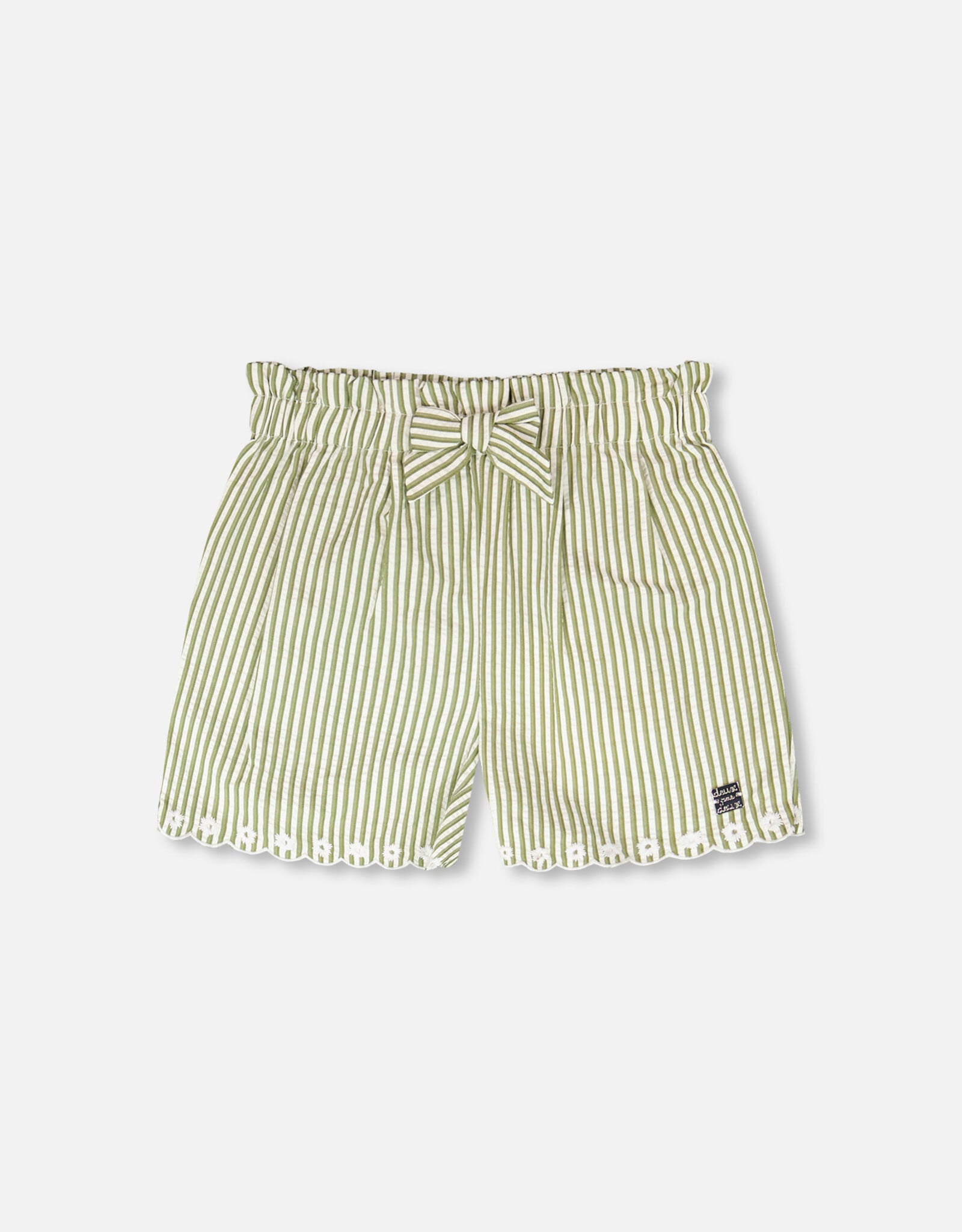 Deux Par Deux Khaki Stripes Shorts and Embroidery