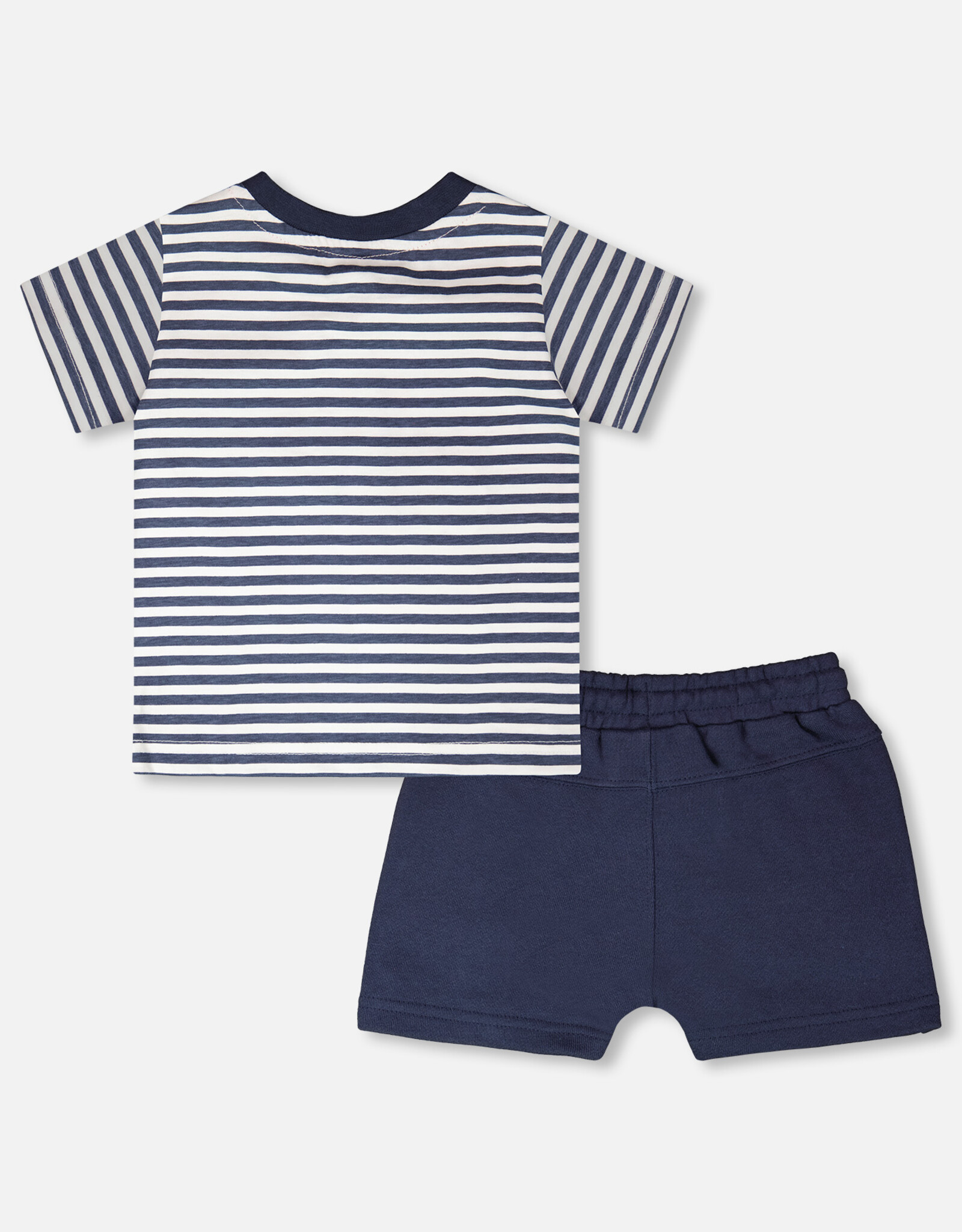 Deux Par Deux Navy Stripes T-Shirt and Short Set