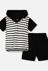 Deux Par Deux Peacoat Striped T-Shirt with Shorts