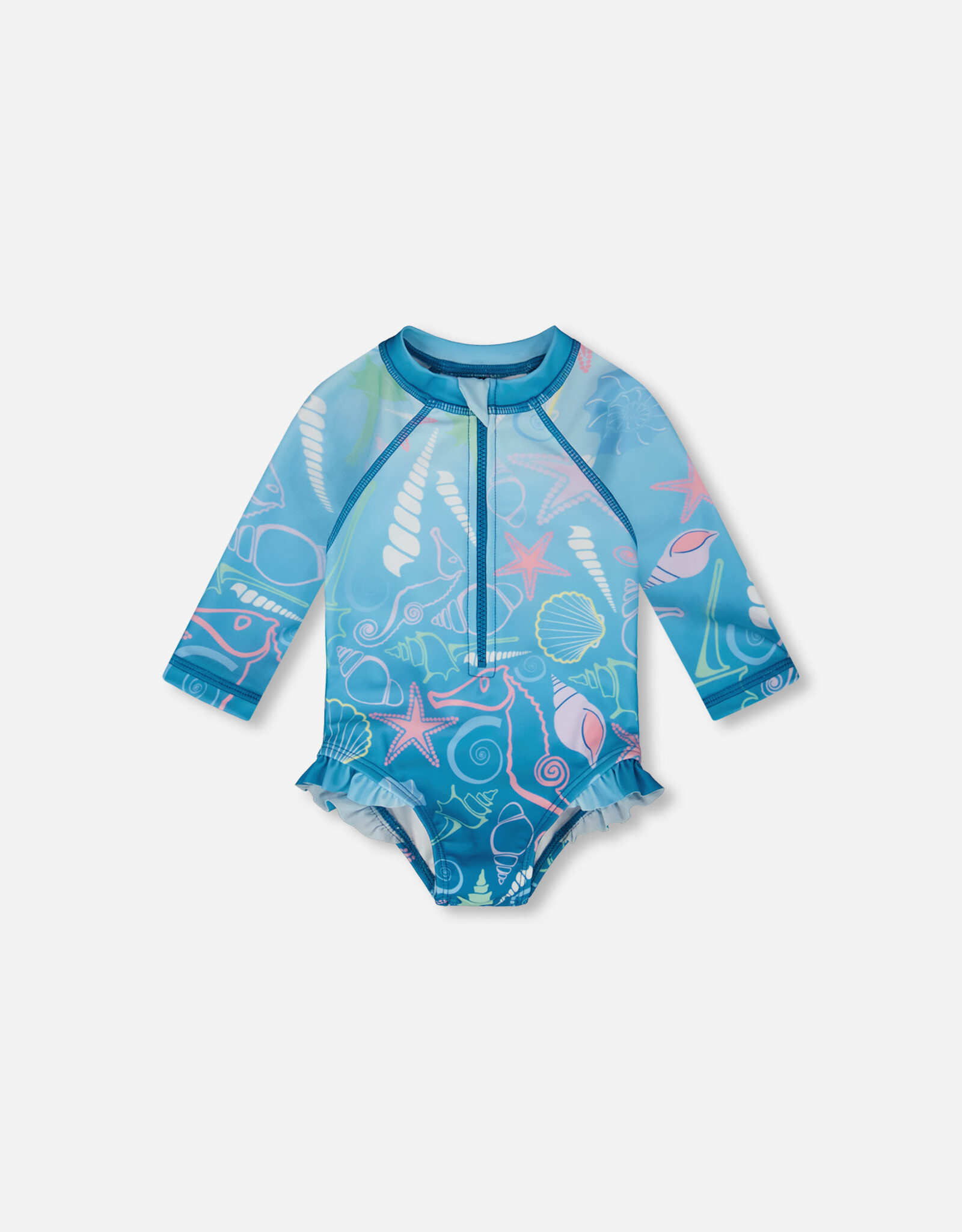 Deux Par Deux Gradient Seashells Baby/Toddler One Pc Swimsuit with Rashguard