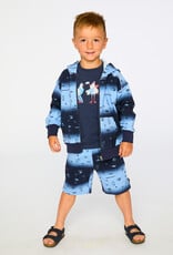 Deux Par Deux Blue Surf Hooded Cardigan