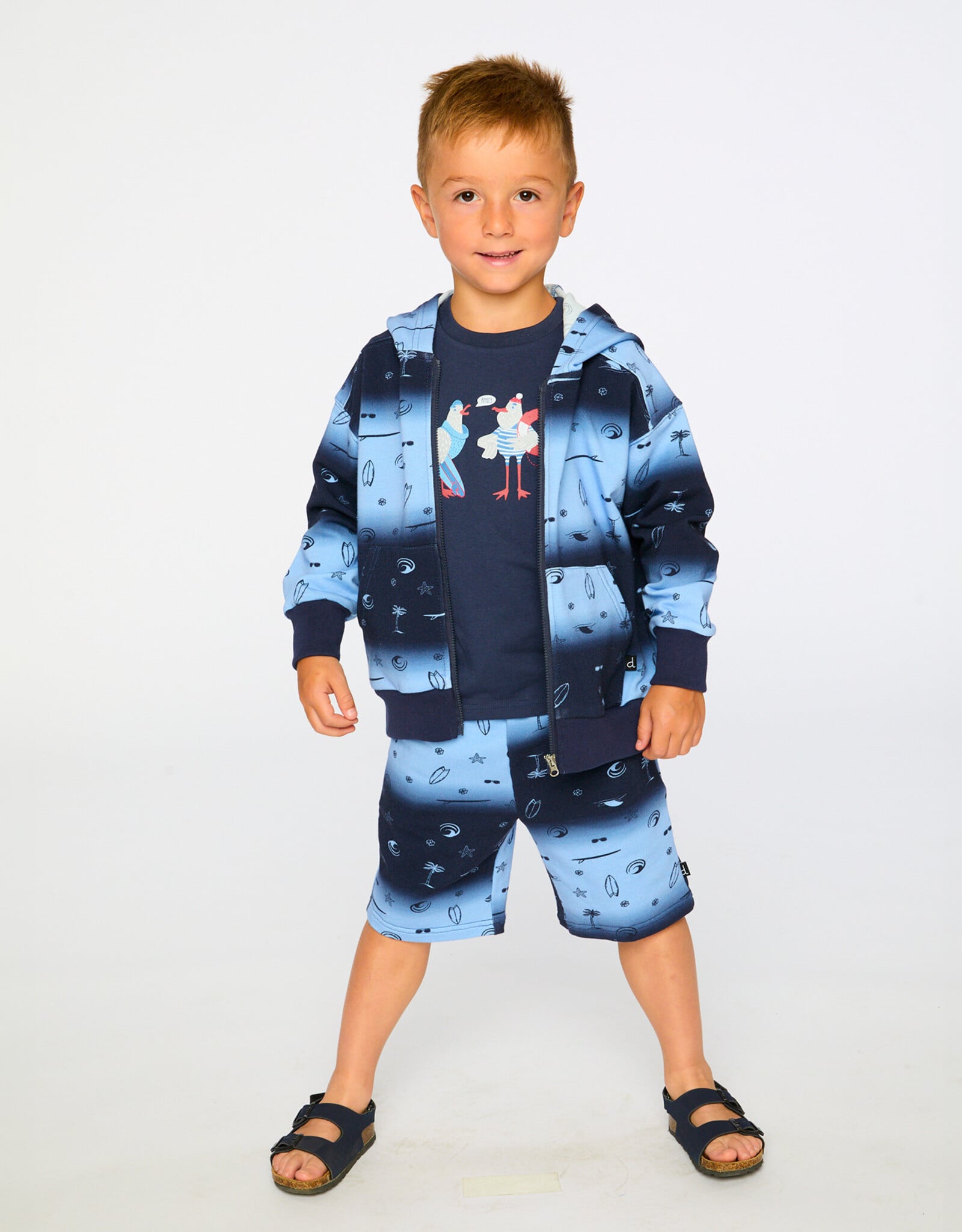 Deux Par Deux Blue Surf Hooded Cardigan