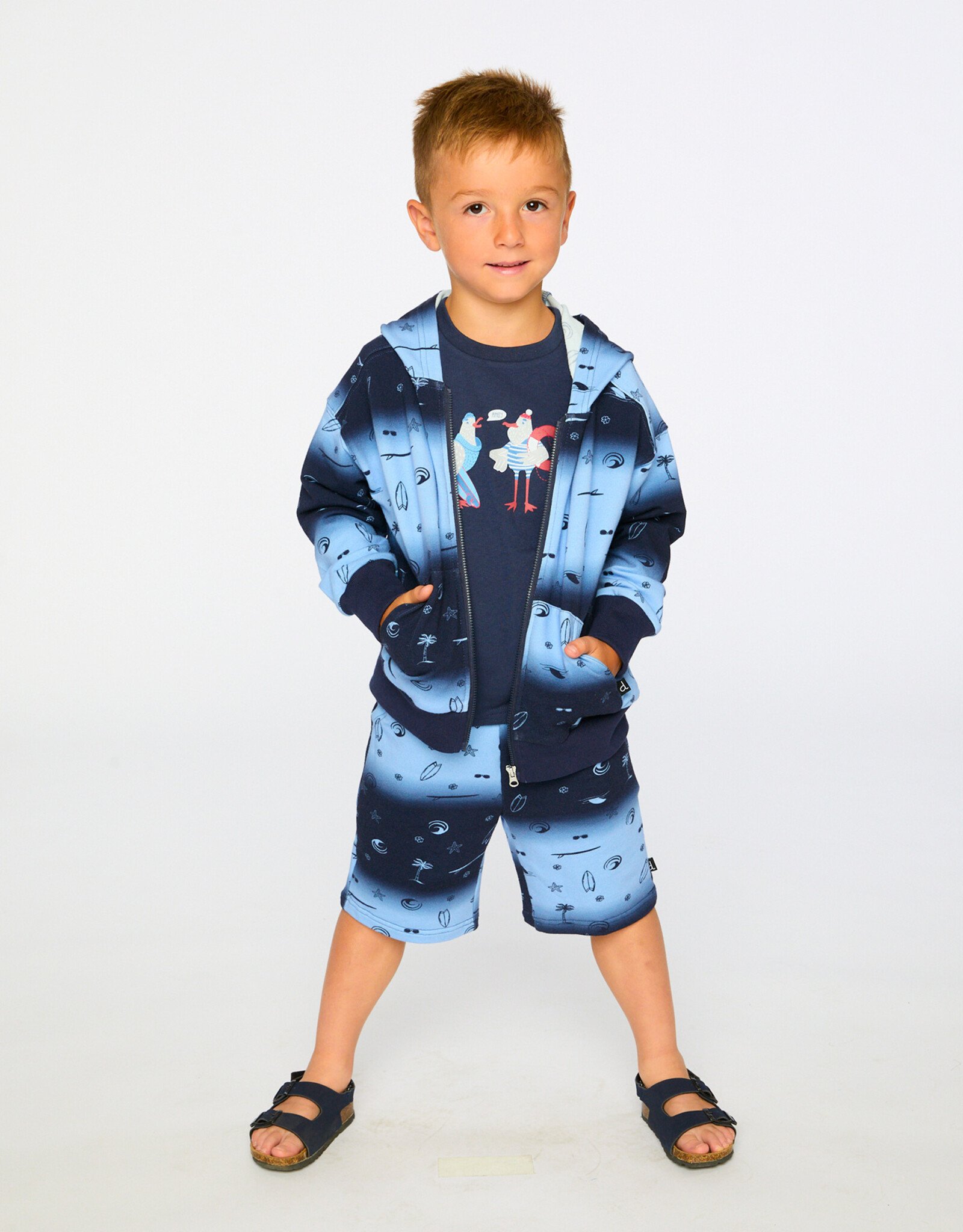 Deux Par Deux Blue Surf Hooded Cardigan
