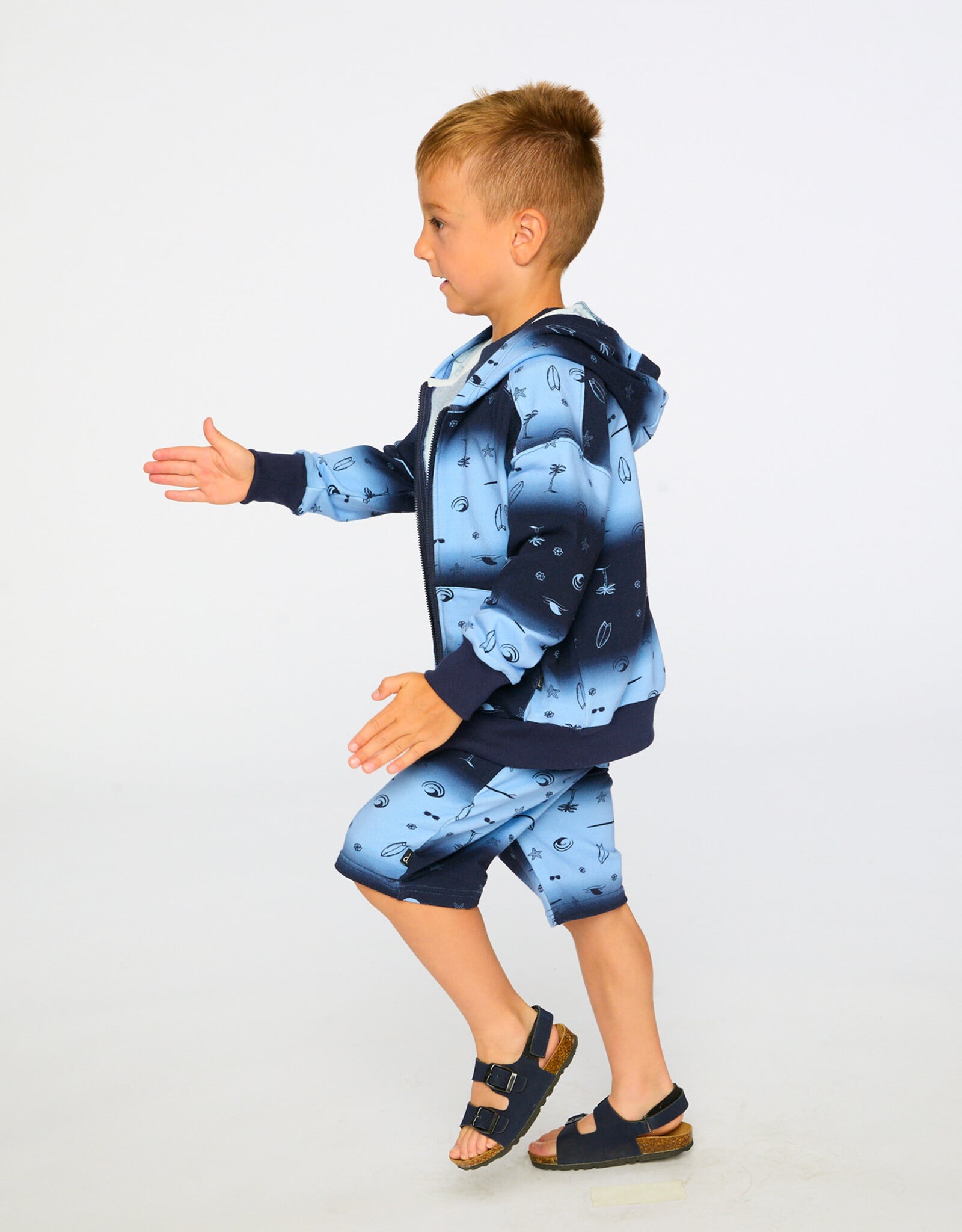 Deux Par Deux Blue Surf Hooded Cardigan