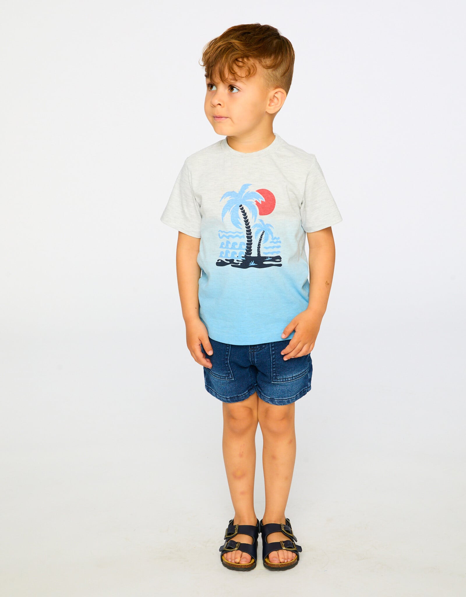 Deux Par Deux Blue Gadient Short Sleeve T-Shirt