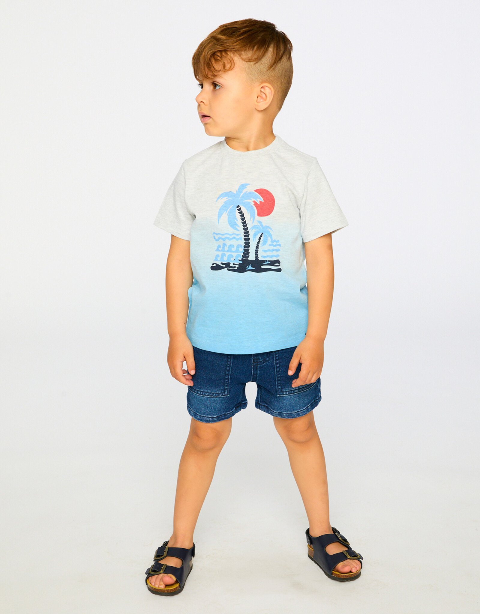 Deux Par Deux Blue Gadient Short Sleeve T-Shirt