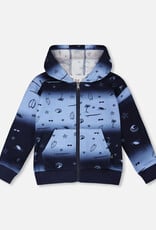 Deux Par Deux Blue Surf Hooded Cardigan