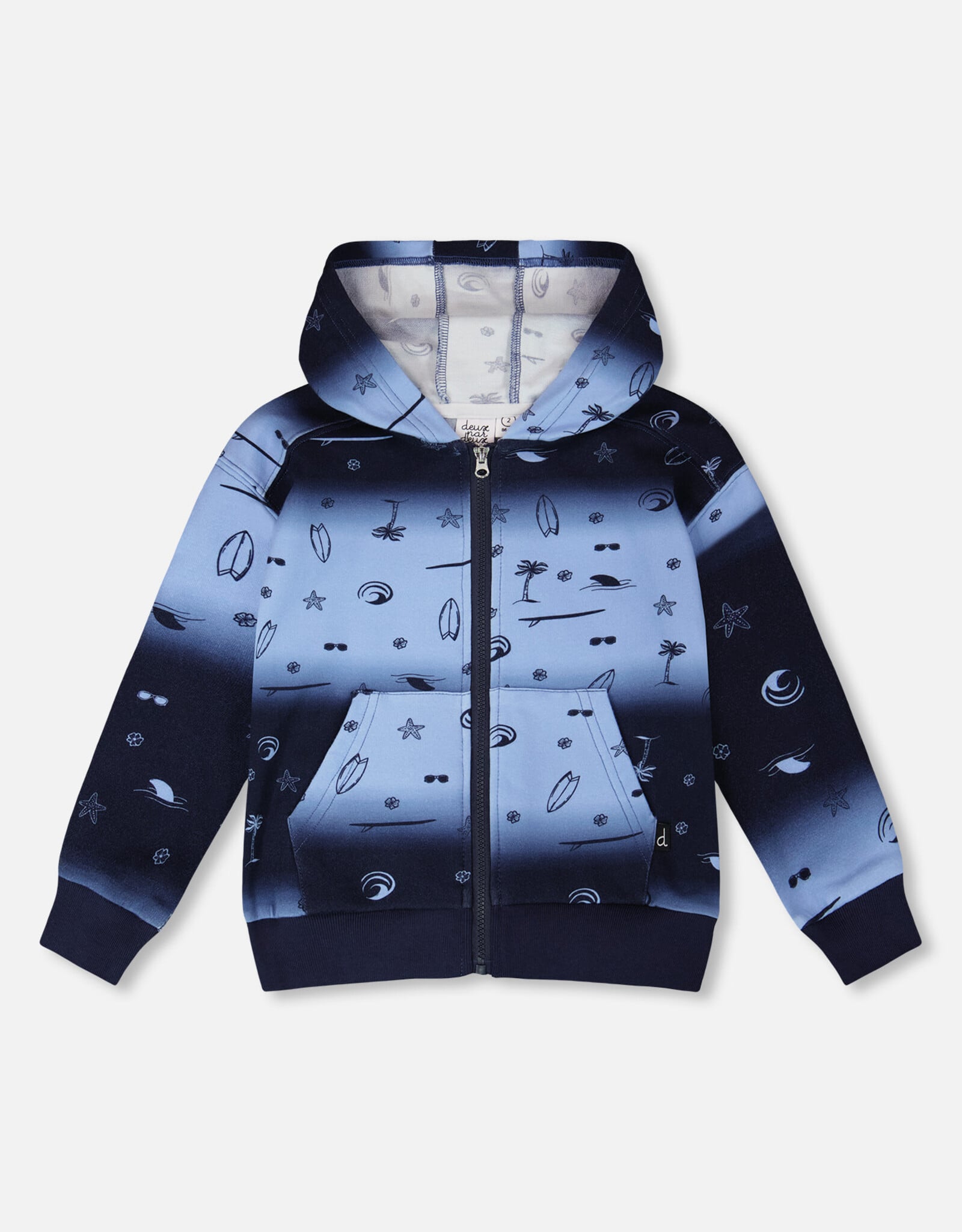 Deux Par Deux Blue Surf Hooded Cardigan