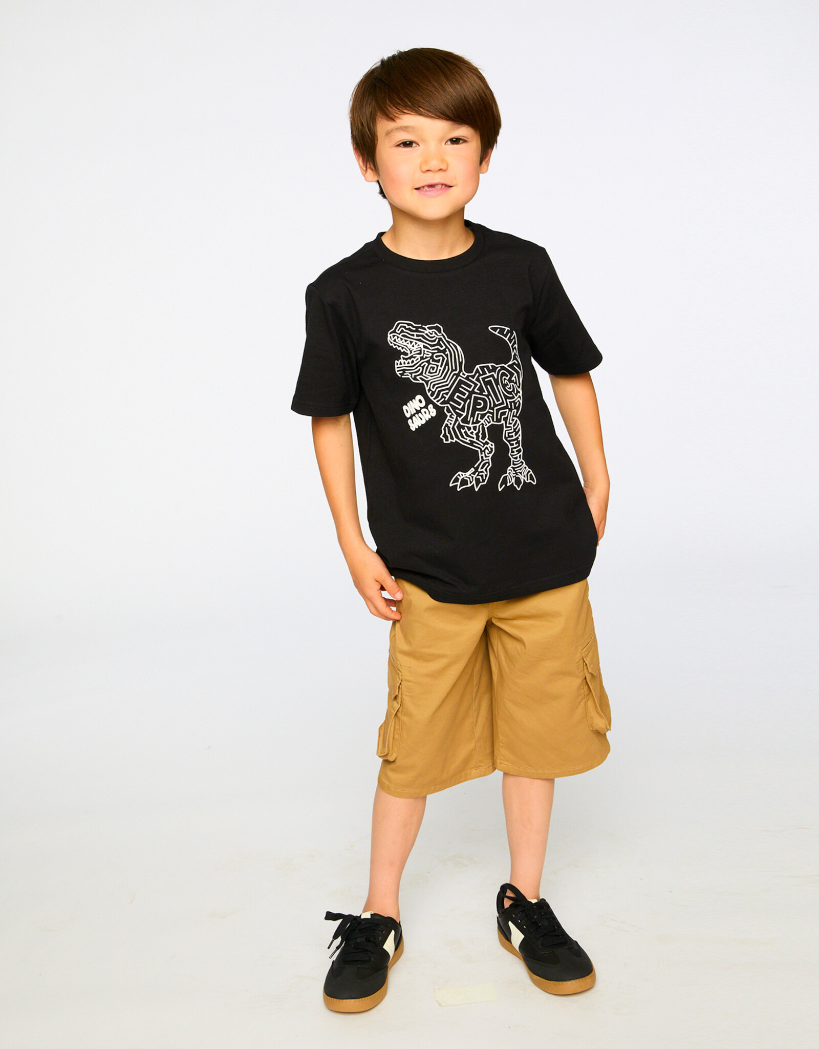 Deux Par Deux Anthracite Dino Print t-Shirt