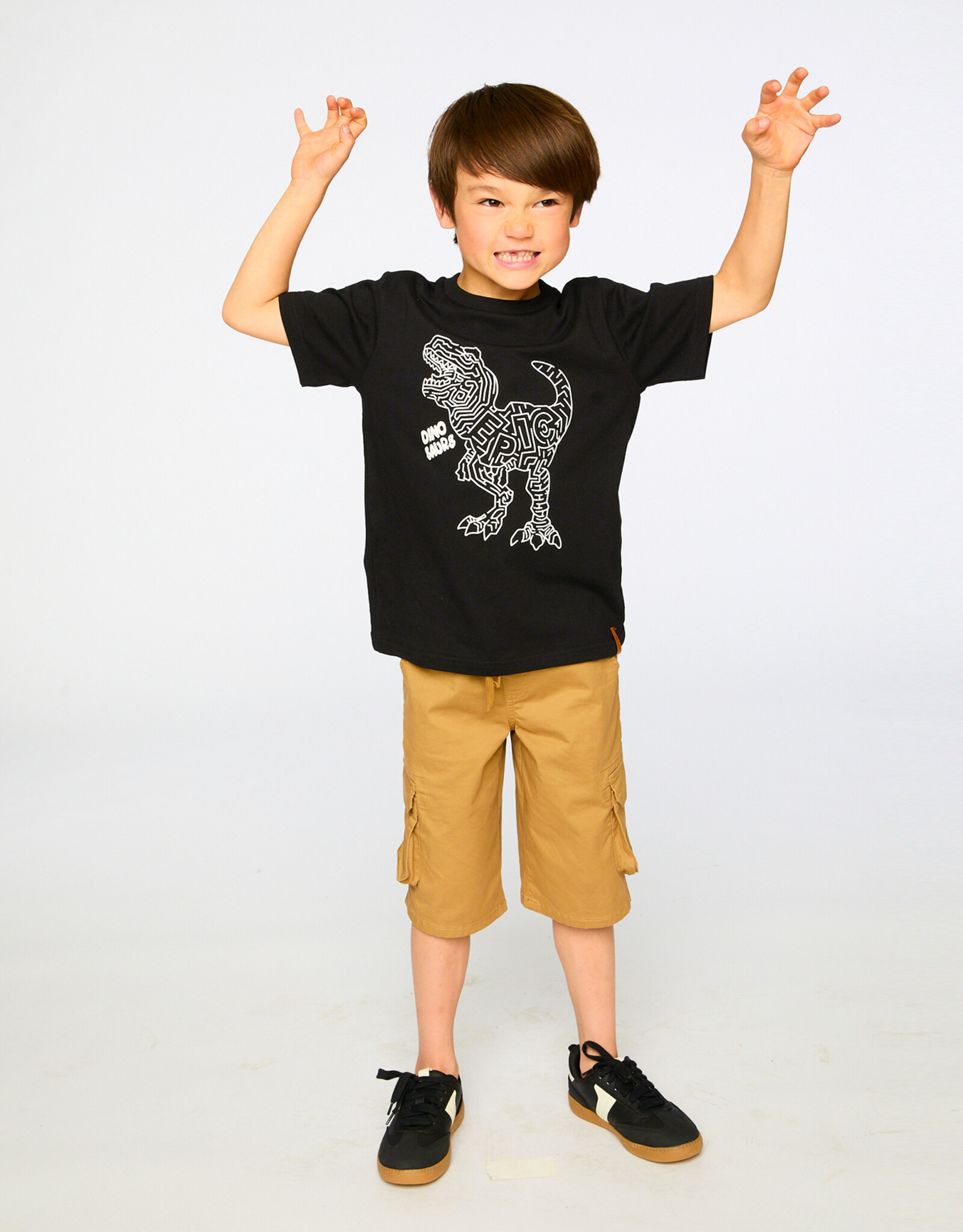 Deux Par Deux Anthracite Dino Print t-Shirt