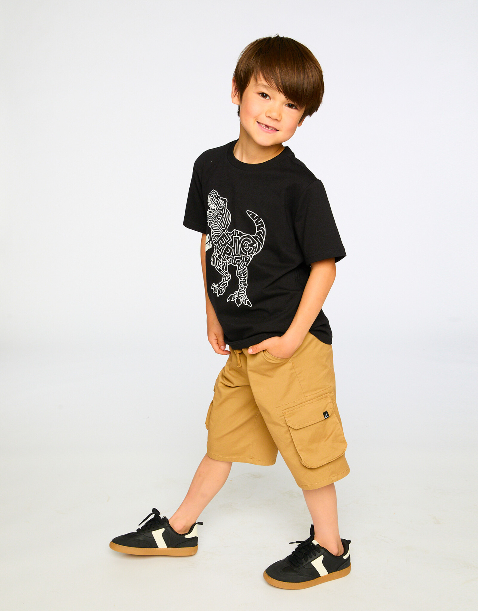 Deux Par Deux Anthracite Dino Print t-Shirt