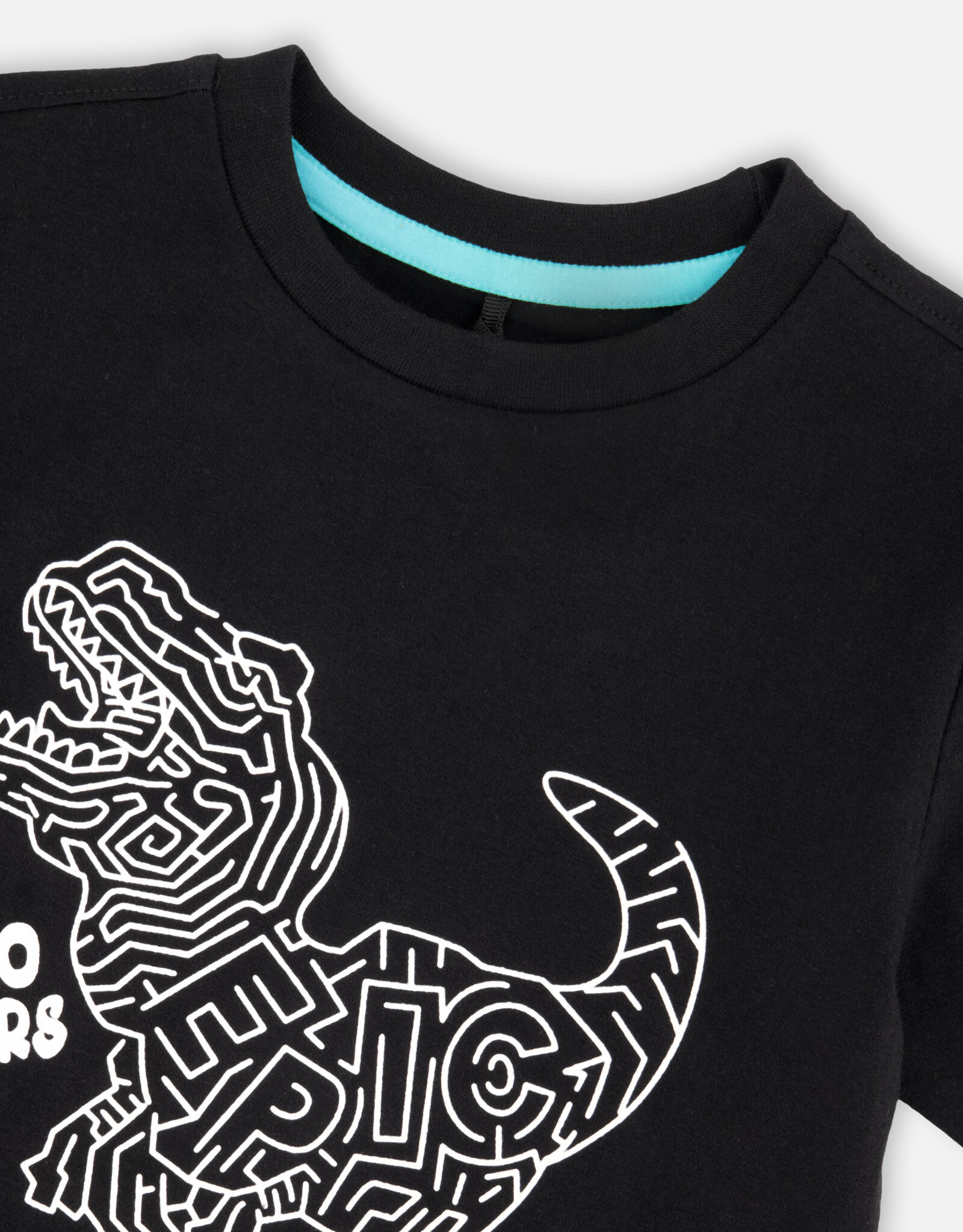Deux Par Deux Anthracite Dino Print t-Shirt