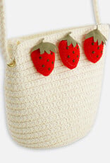 Deux Par Deux Light Straw Purse with Strawberries