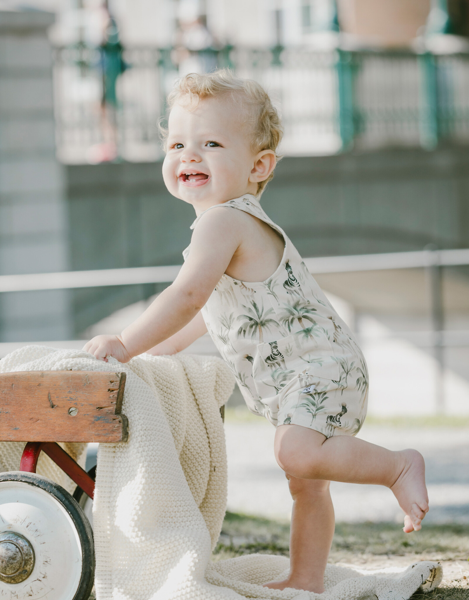 Deux Par Deux Zebra Jungle Romper